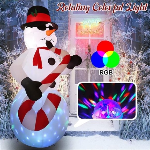 8 FT Christmas Inflatable Snowman with Playing Saxophone  Christmas Decoration - Picture 2 of 8